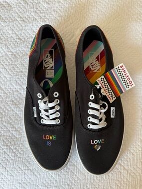 Vans Black Canvas Pride 'LOVE' Embroidered Sneakers